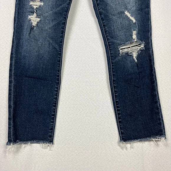 Abercrombie‎ Harper Ankle Distressed Skinny Jeans Dark Wash 26 Short Cut Off Hem - Picture 5 of 15